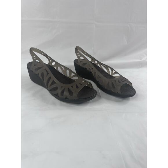 Crocs Adriana III Mini Wedge Sandals Brown Jelly Slip On Comfort Women's Size 9 - Picture 1 of 8